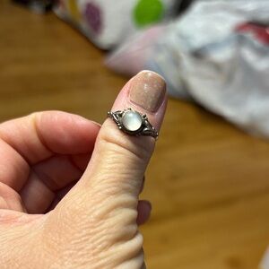 Elegant Sterling Silver Moonstone Ring Size 6.75